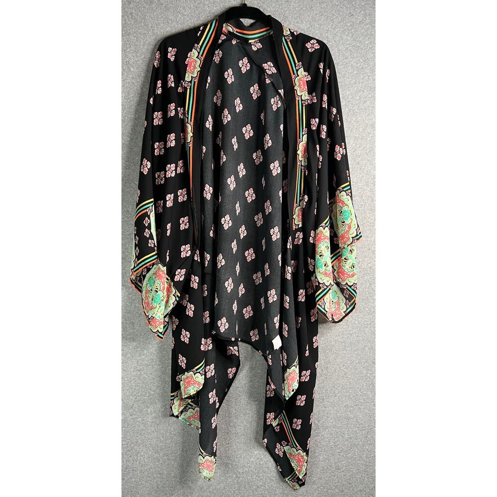 Miin Kimono Duster L USA Made Open Front Side Panels Polyester